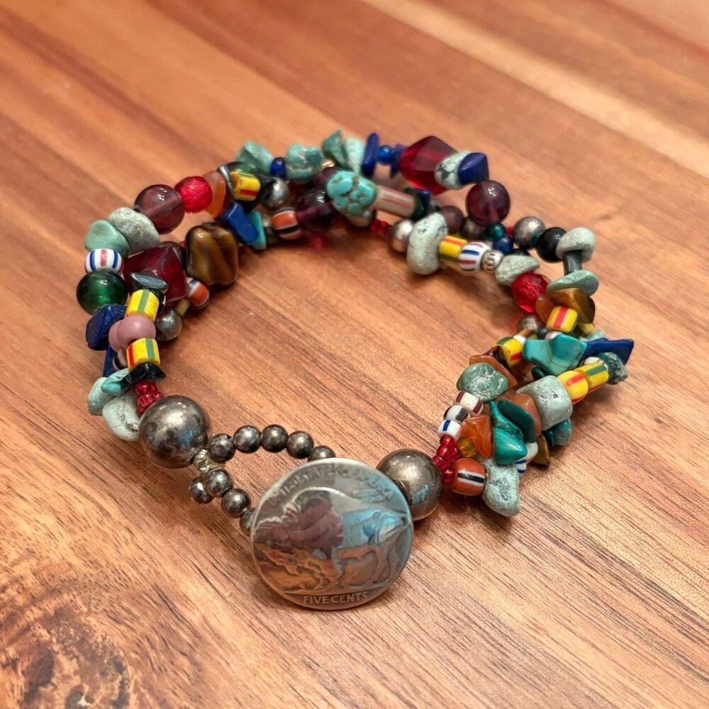 Semiprecious Buffalo Nickel Bracelet | 8” Length